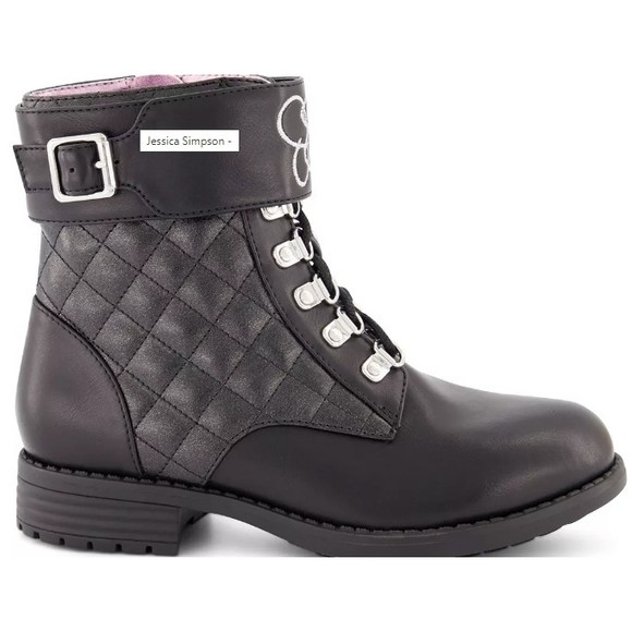 JESSICA SIMPSON Big Girls Biker Boots Black W Zipper Size 11 New - Picture 1 of 4